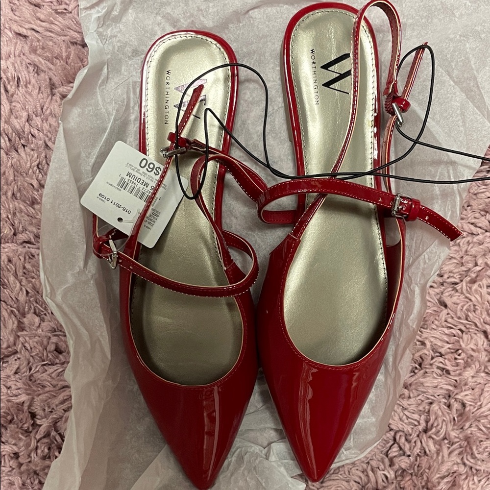 Worthington Red Patent Slingback Heels
